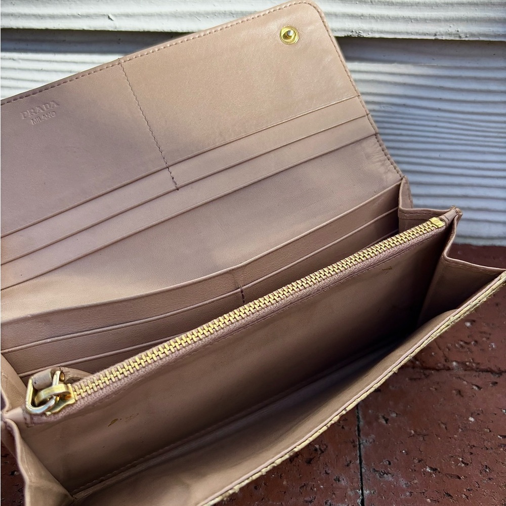 Prada Exotic Leather Wallet Python Embossed Brown… - image 5